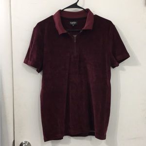 Boohoo Man red wine velvet T-Shirt